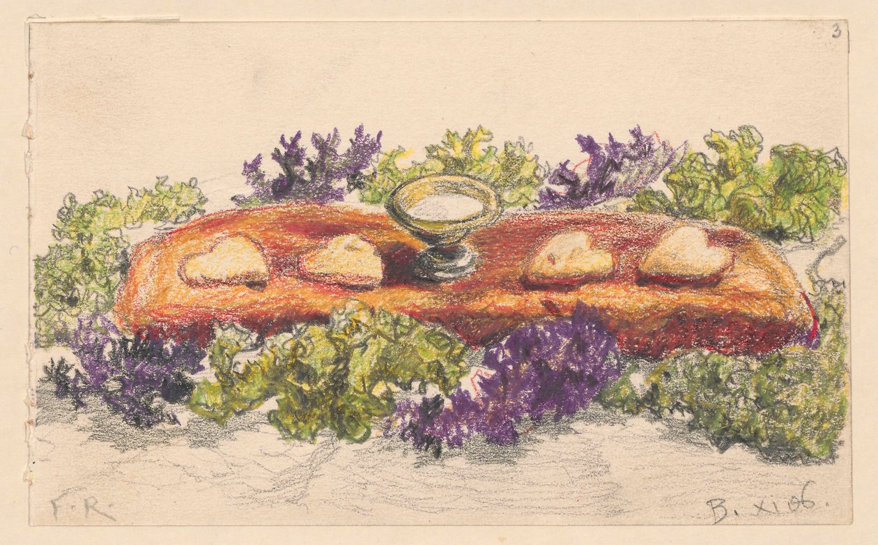 Vier Herzen und Salz inmitten von Blumendekorationen von Ferdynand Ruszczyc