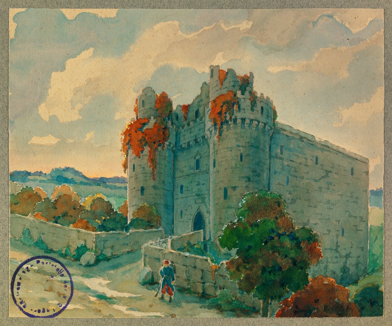 Das 306. Infanterieregiment bei der Rast, Schloss Berzy le Sec von Fernand Barbier