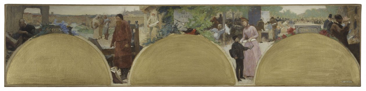 Skizze für das Hôtel de Ville de Paris: Geschichte der Schrift, moderne Zeiten, ca. 1890 von Fernand Cormon