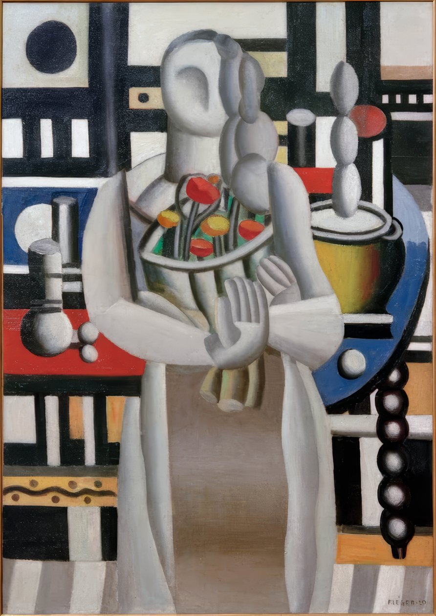 Frau mit Blumen von Fernand Leger