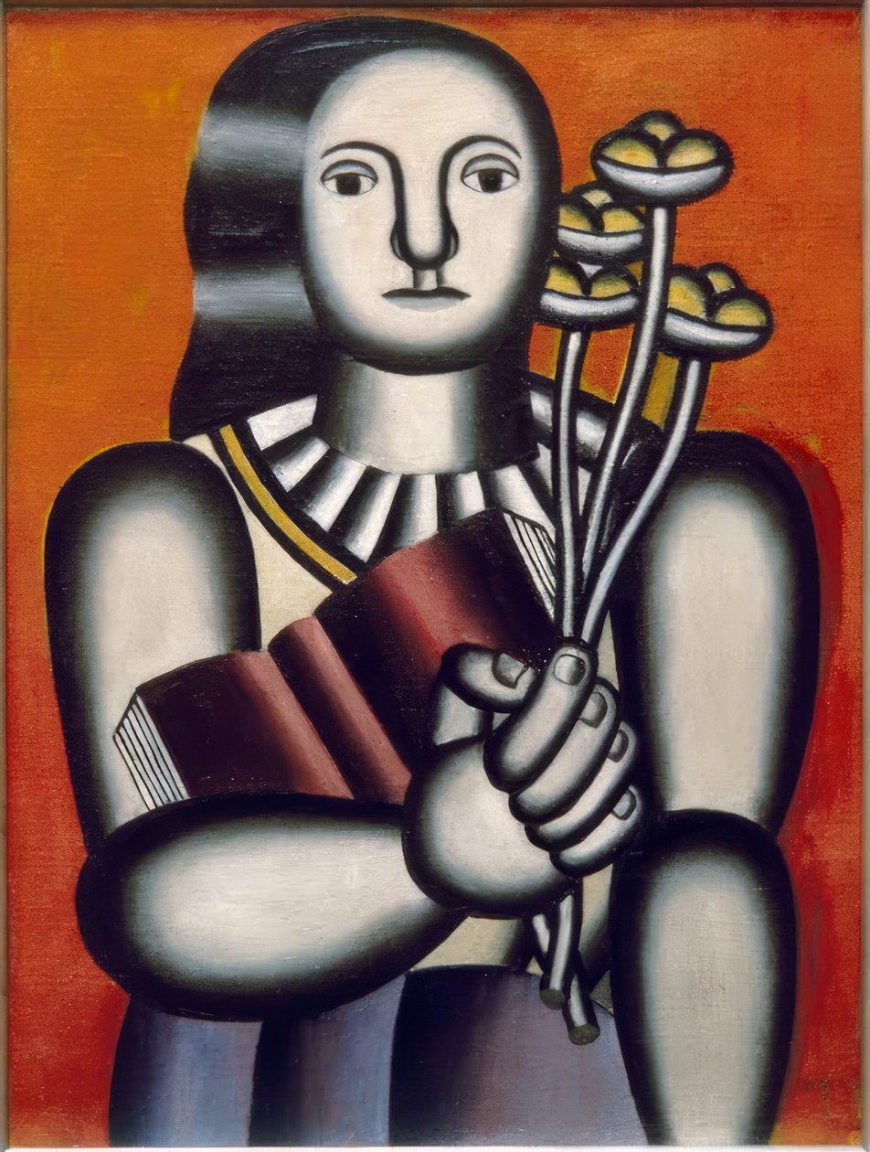 Frau mit Blumenstrauß von Fernand Leger