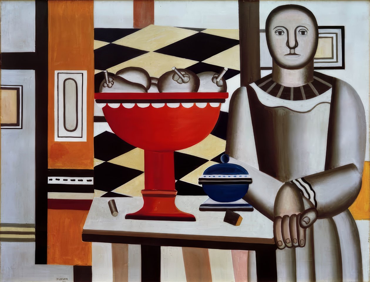 Frau mit Obstschale von Fernand Leger