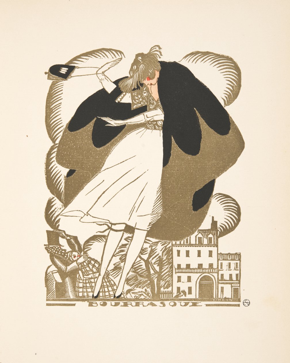 Bourrasque, aus einer Sammlung von Modeplatten, 1920 (Pochoir-Druck) von Fernand Siméon