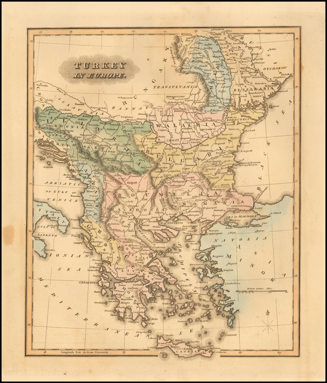 Karte der Türkei in Europa von Fielding Lucas, Jr, 1823 von Fielding Lucas Jr.