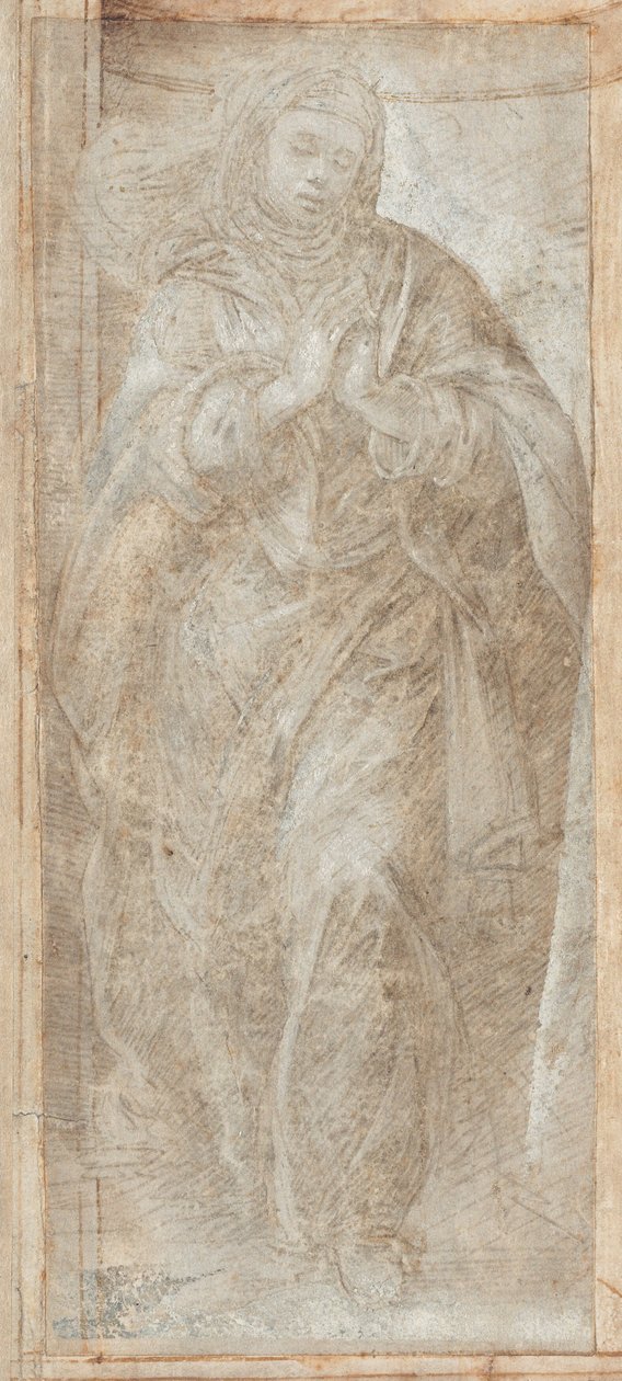 Stehende Frau mit gefalteten Händen im Gebet von Filippino Lippi