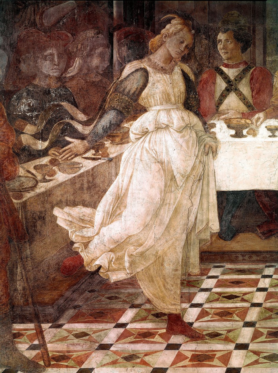 Das Festmahl des Herodes, Episoden aus dem Leben von Johannes dem Täufer. Detail, das Salome darstellt. Fresko von Filippo Lippi (1406-1469) von Filippo Lippi