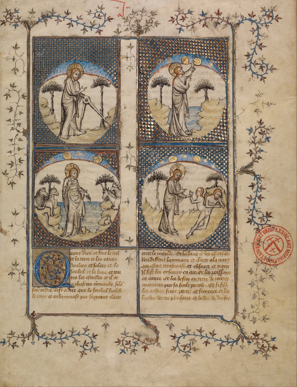 Szenen aus der Schöpfung von First Master of the Bible historiale of Jean de Berry