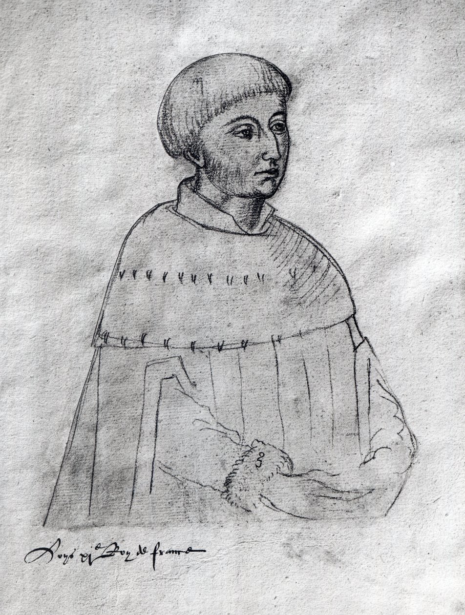 Ms 266 f.3 Porträt von Ludwig XI (1423-83) aus dem 