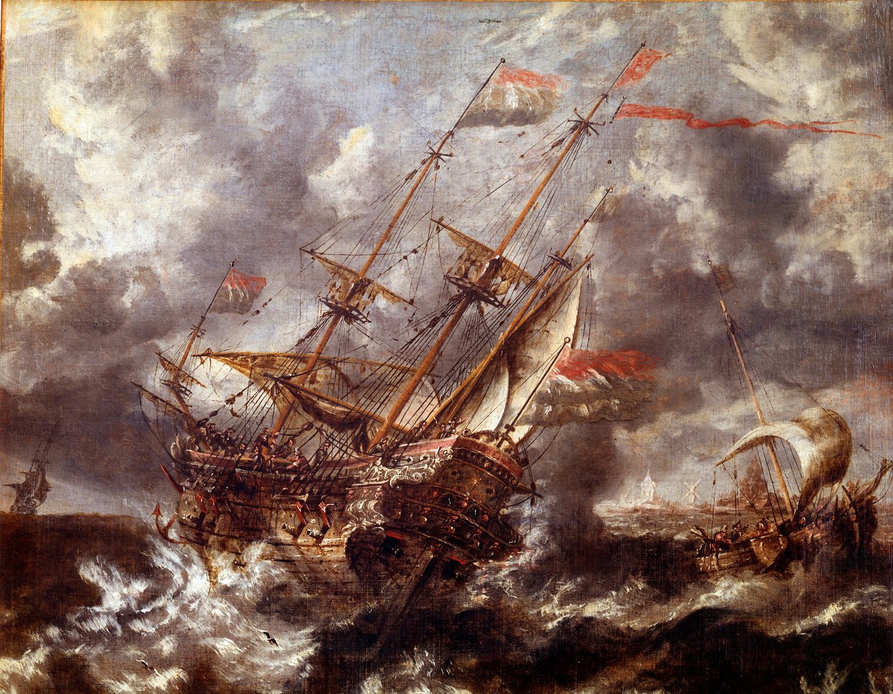 Niederländisches Boot ohne Sturm von Flemish School