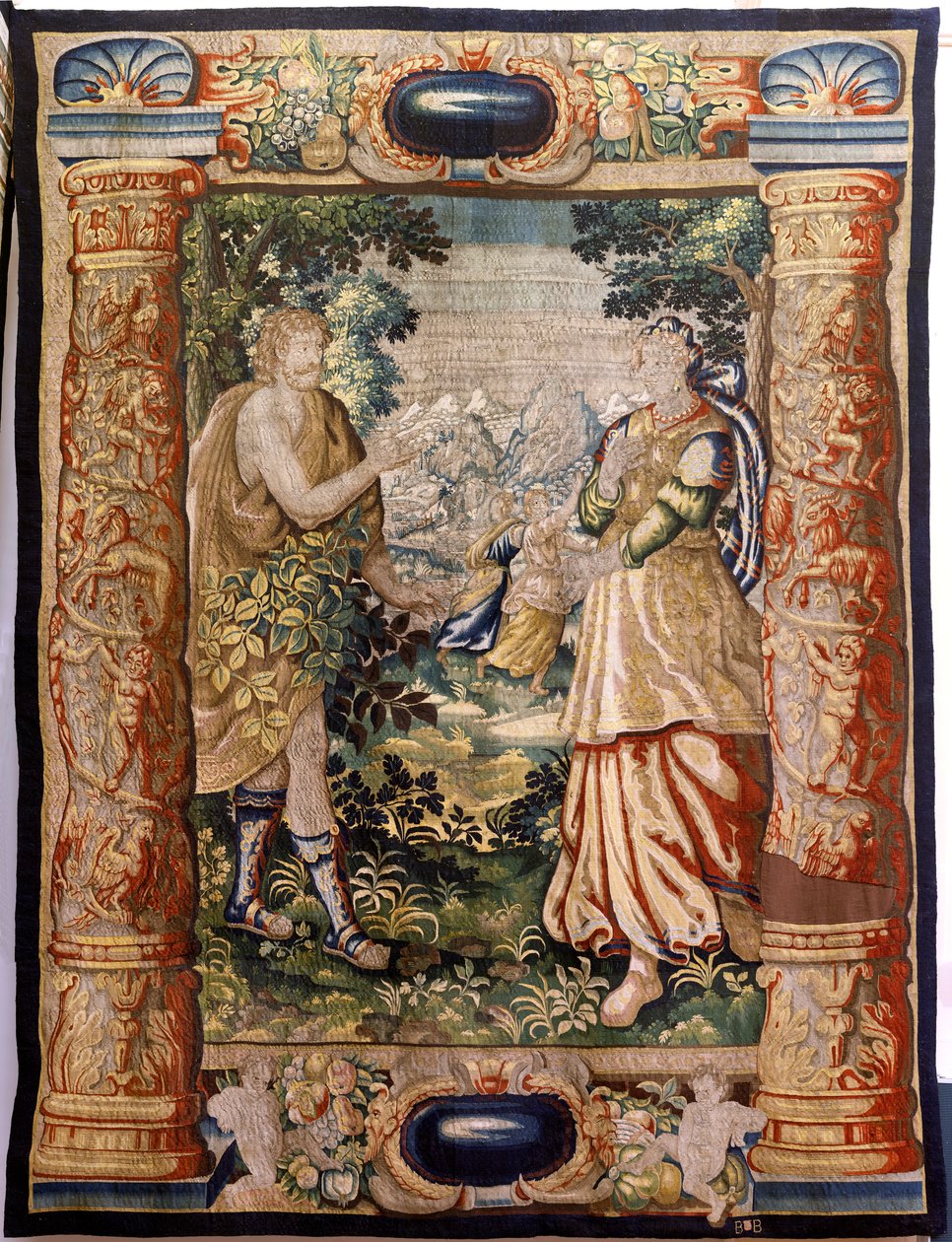 Flämischer Wandteppich. Serie Galanterie. Galante Szene. Herstellung Brüssel, frühes 17. Jahrhundert von Flemish School