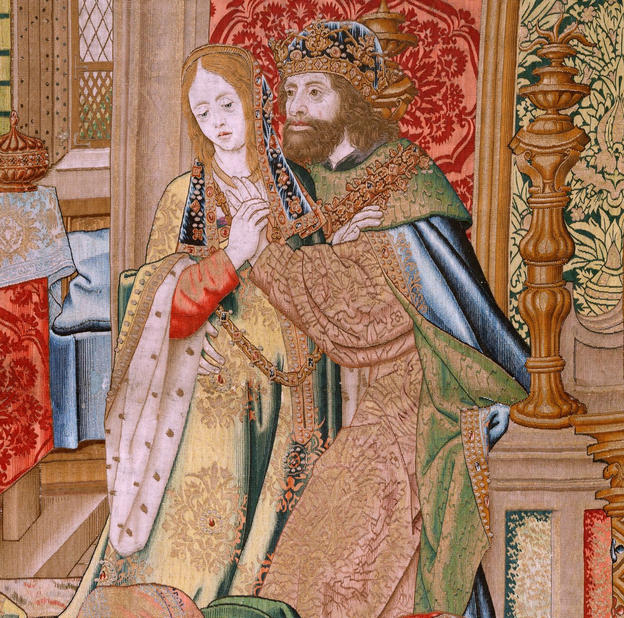 Flämischer Wandteppich. Serie Die Geschichte von David und Bathseba. Hochzeit von David und Bathseba. Zweites Panel der Serie. Modell Anonym. Herstellung Unbekannt, Brüssel. 1505 von Flemish School