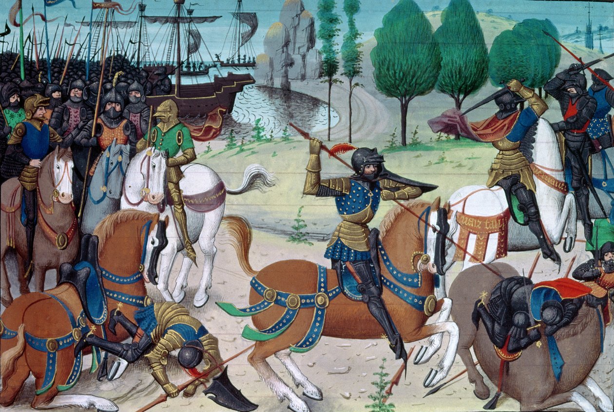 Ms 5089-90 Die Schlacht bei Hastings, 14. Oktober 1066, aus Chronique des Empereurs von David Aubert von Flemish School