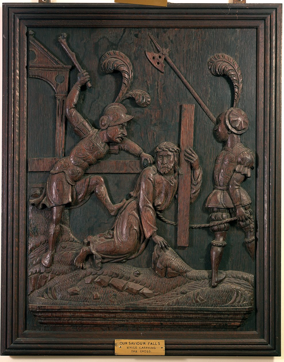 Unser Erlöser fällt beim Tragen des Kreuzes, aus der Kapelle, ca. 1520 (Holz) von Flemish School