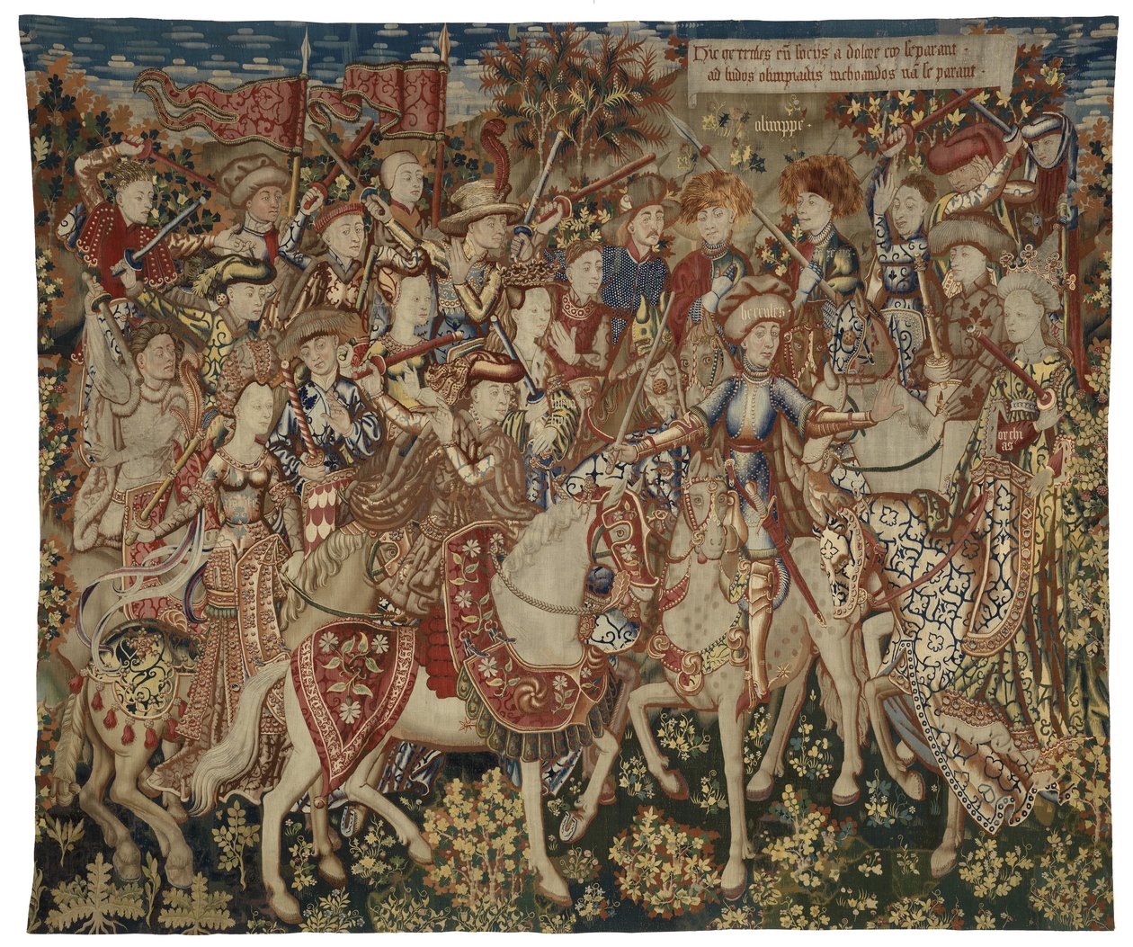 Tapisserie mit Herkules und seinen Gefährten auf dem Olymp, möglicherweise in Tournai hergestellt von Flemish School
