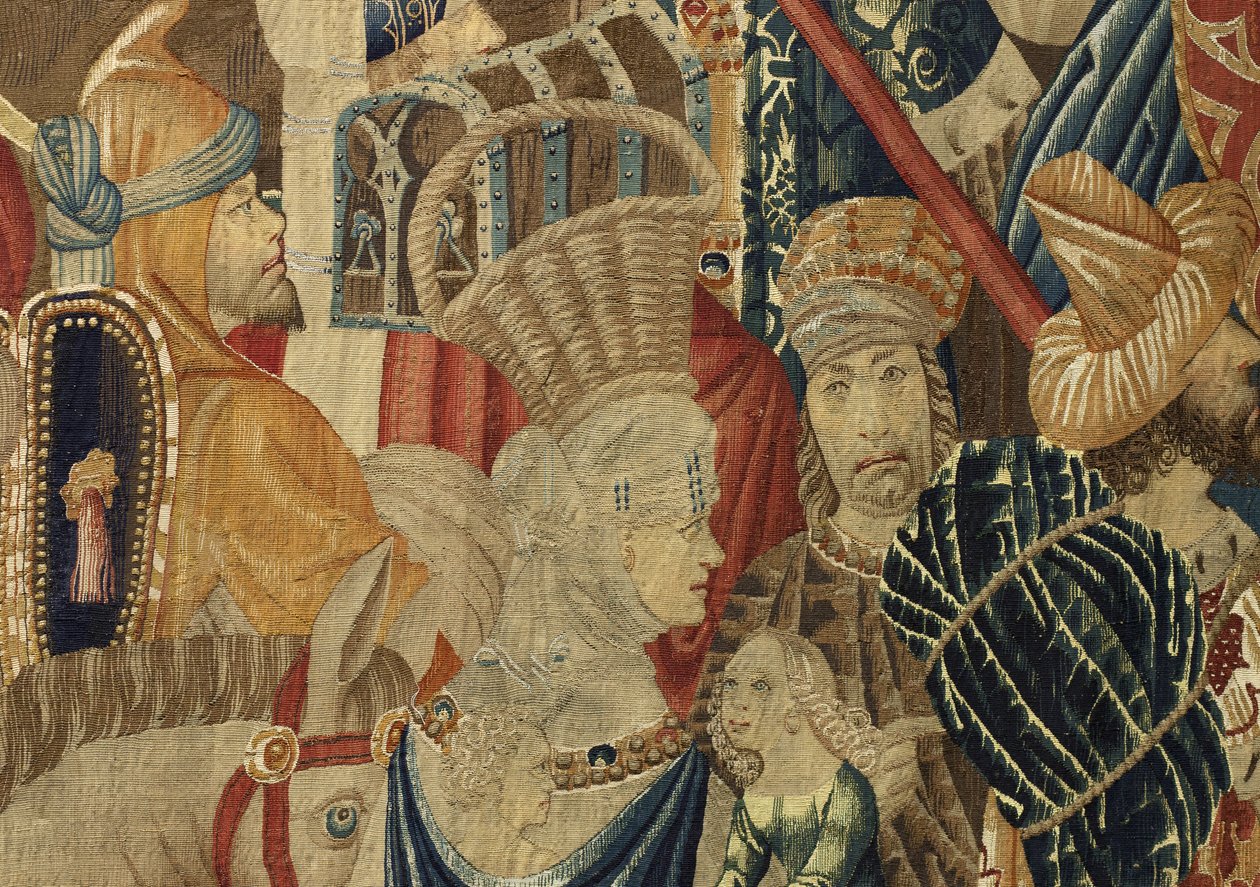 Wandteppich zeigt die Eroberungen von König Alfons V. von Portugal (Conquistas de Alfonso V de Portugal), Tournai. Detail von Flemish School