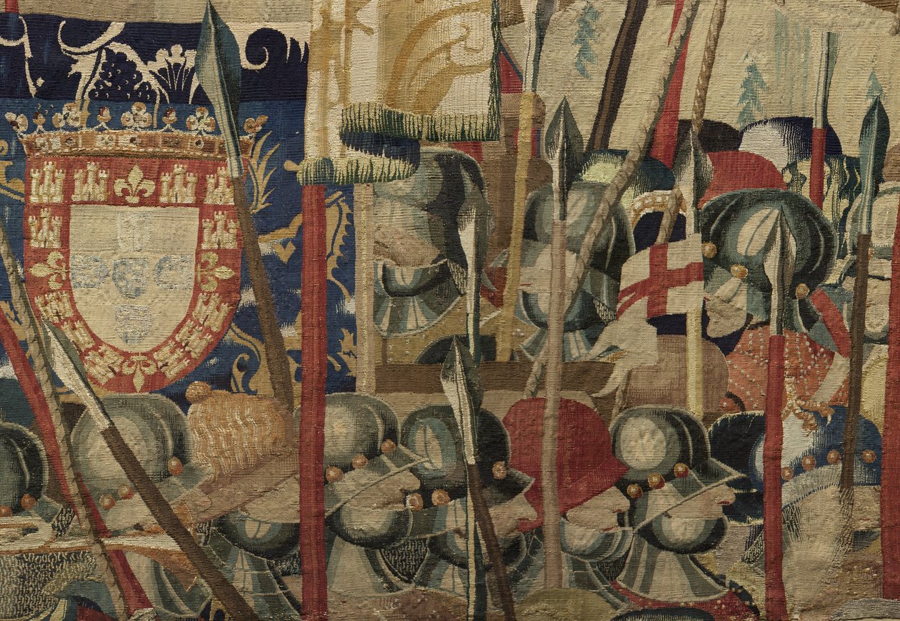 Wandteppich, der die Eroberungen von König Alfons V. von Portugal zeigt (Conquistas de Alfonso V de Portugal), Tournai. (Detail) von Flemish School