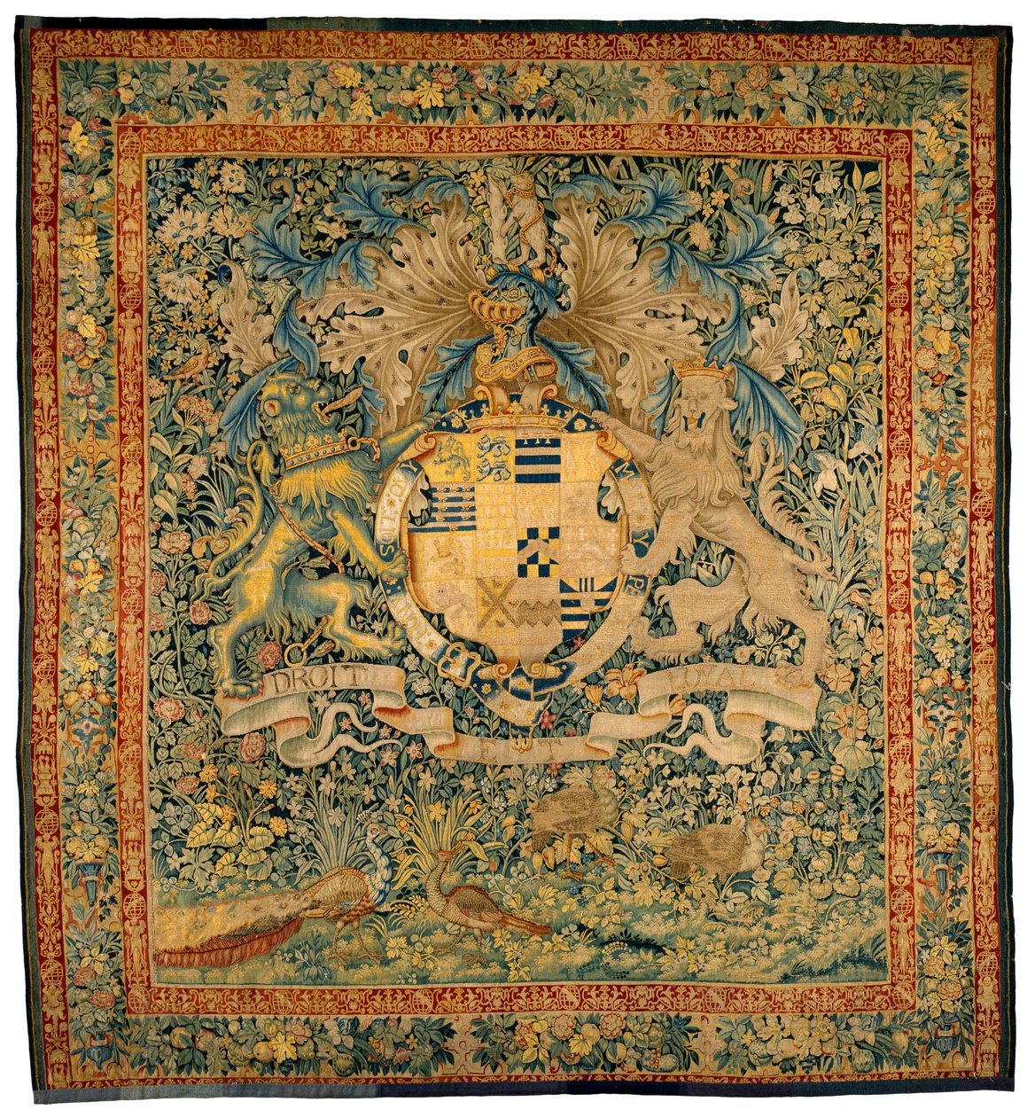 Verdure-Wandteppich mit den Wappen von Robert Dudley, Earl of Leicester, um 1570-1585 von Flemish School