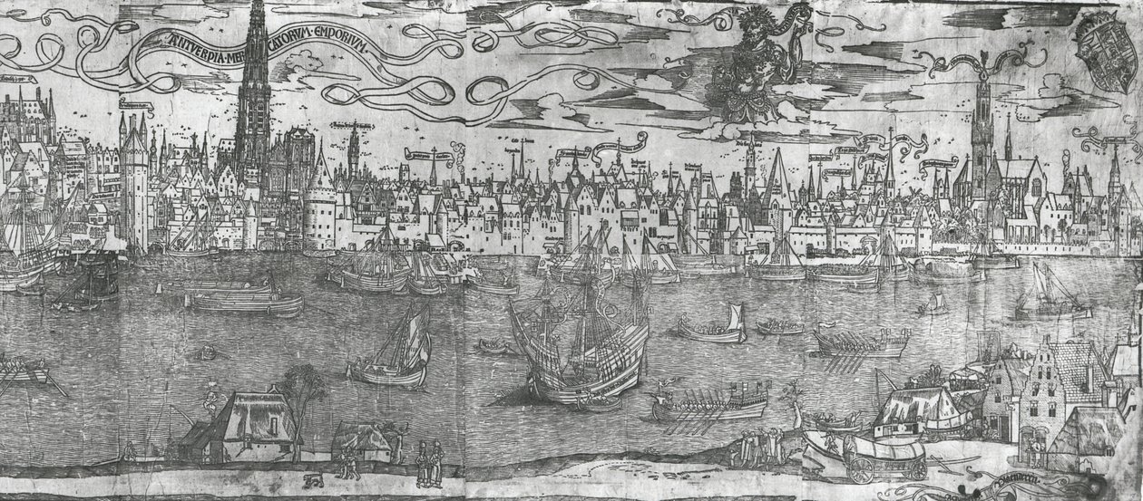 Ansicht des Hafens von Antwerpen, Detail des rechten Abschnitts, 1515-50 von Flemish School