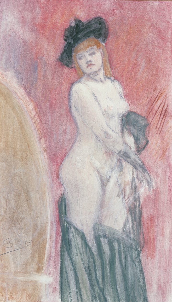 Kokette vor einem Spiegel von Félicien Rops