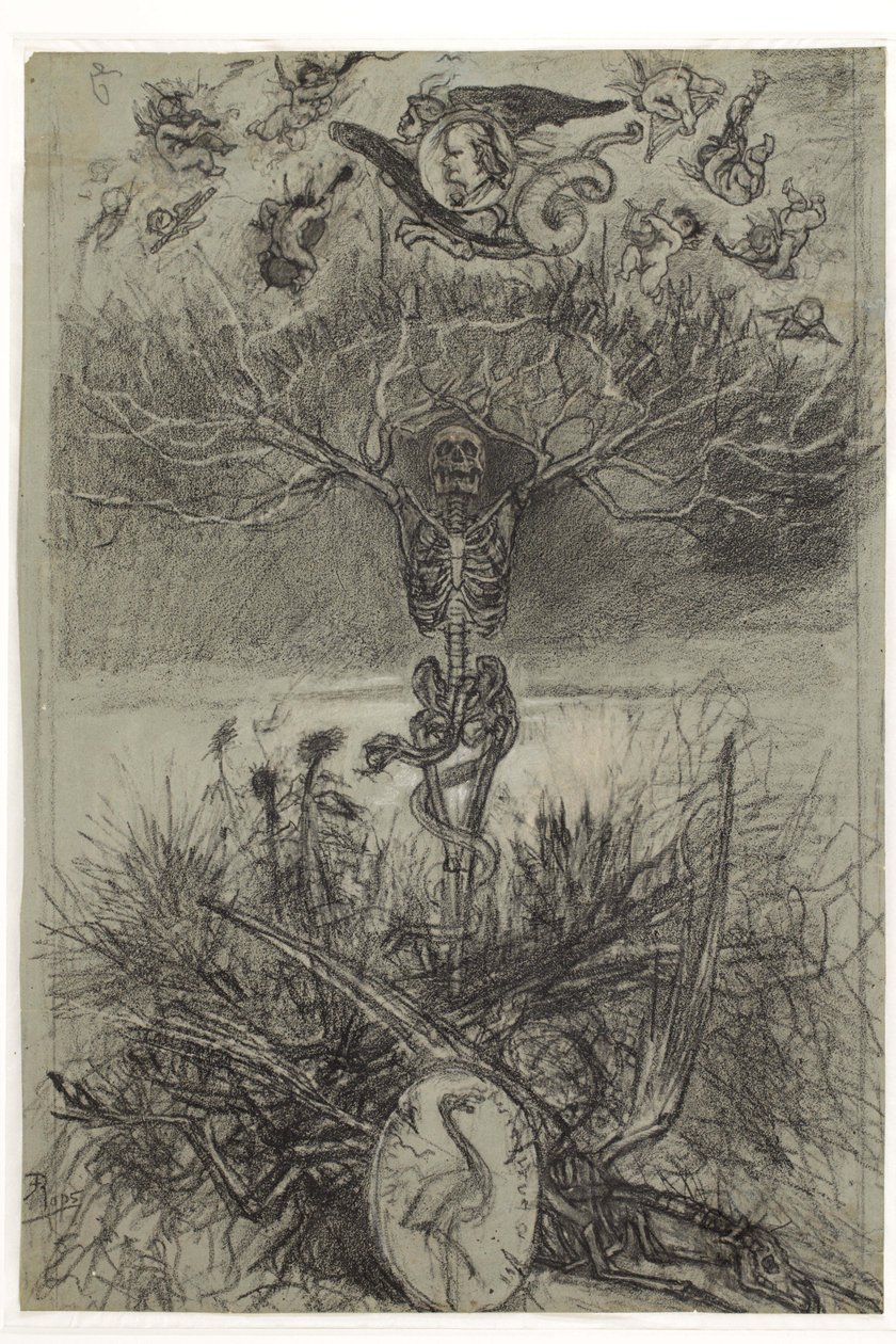 Definitive Zeichnung für das Frontispiz Les Épaves von Charles Baudelaire von Félicien Rops