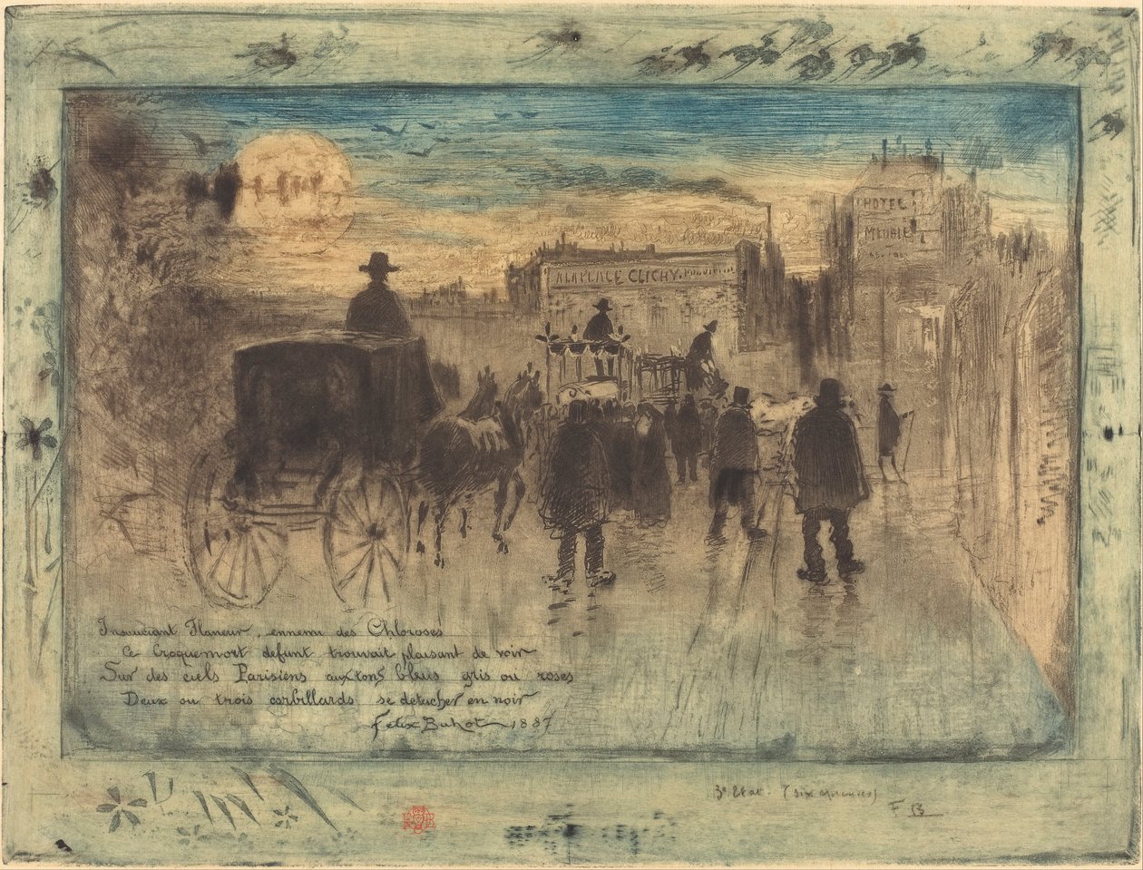 Begräbnisprozession am Boulevard de Clichy von Felix Hilaire Buhot