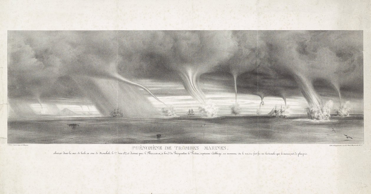 Wasserhosen auf See bei Sizilien, 1827 von Félix Achille Beaupoil Saint Aulaire
