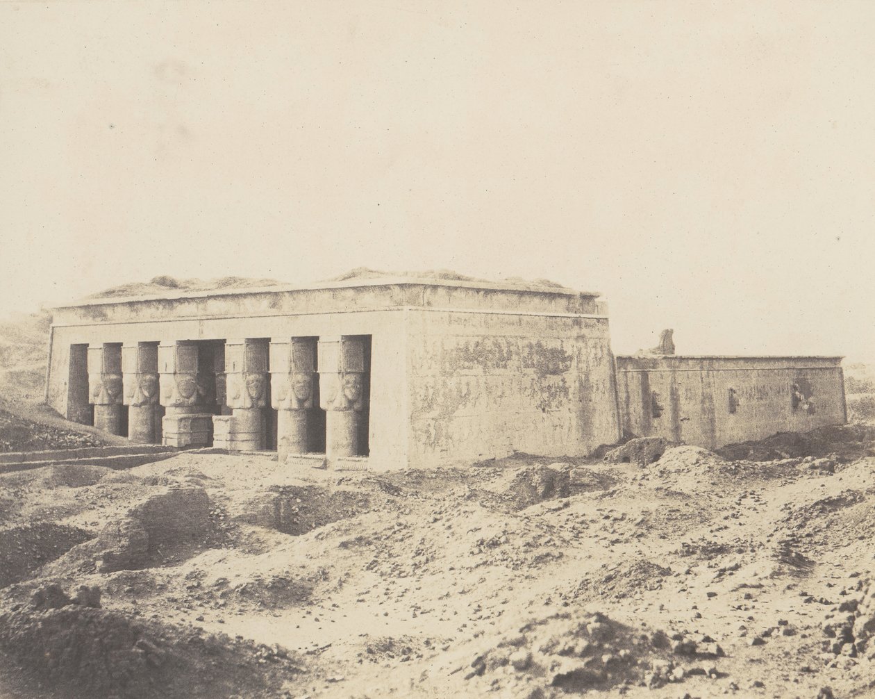 Dendérah Tentyris, Tempel der Athor - Gesamtansicht von Félix Teynard