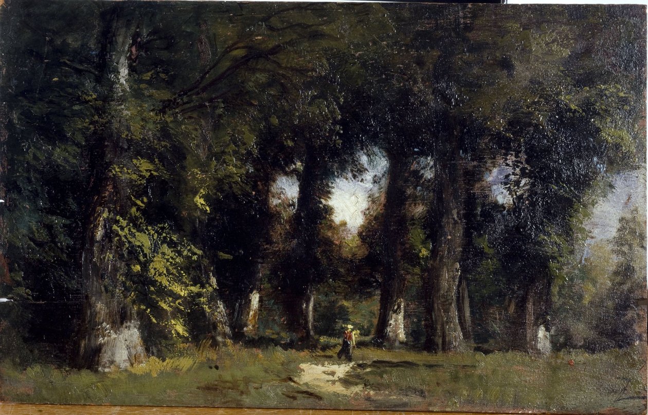 Waldrand (Vorderseite), Belebte Landschaft (Rückseite), zwischen 1850 und 1860 von Félix Ziem