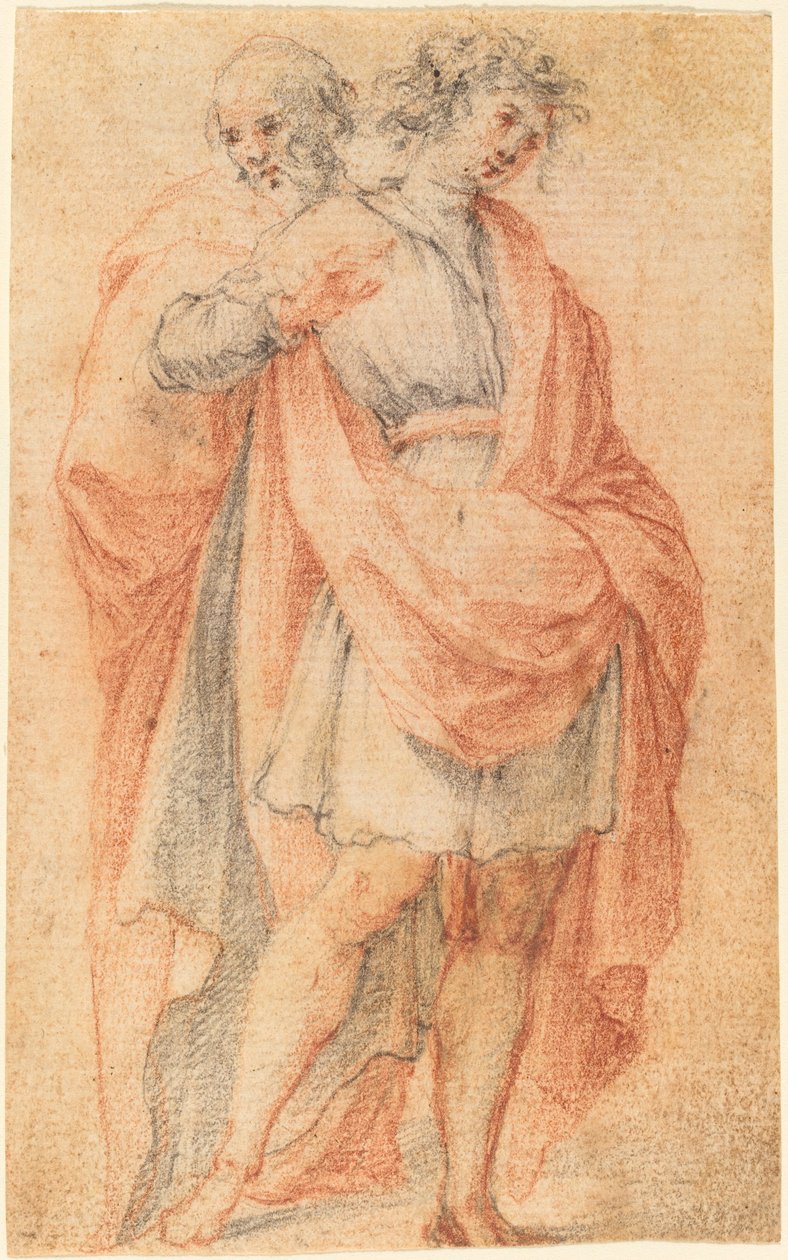 Zwei männliche Figuren: Ein Jüngling und ein alter Mann von Florentine 17th Century