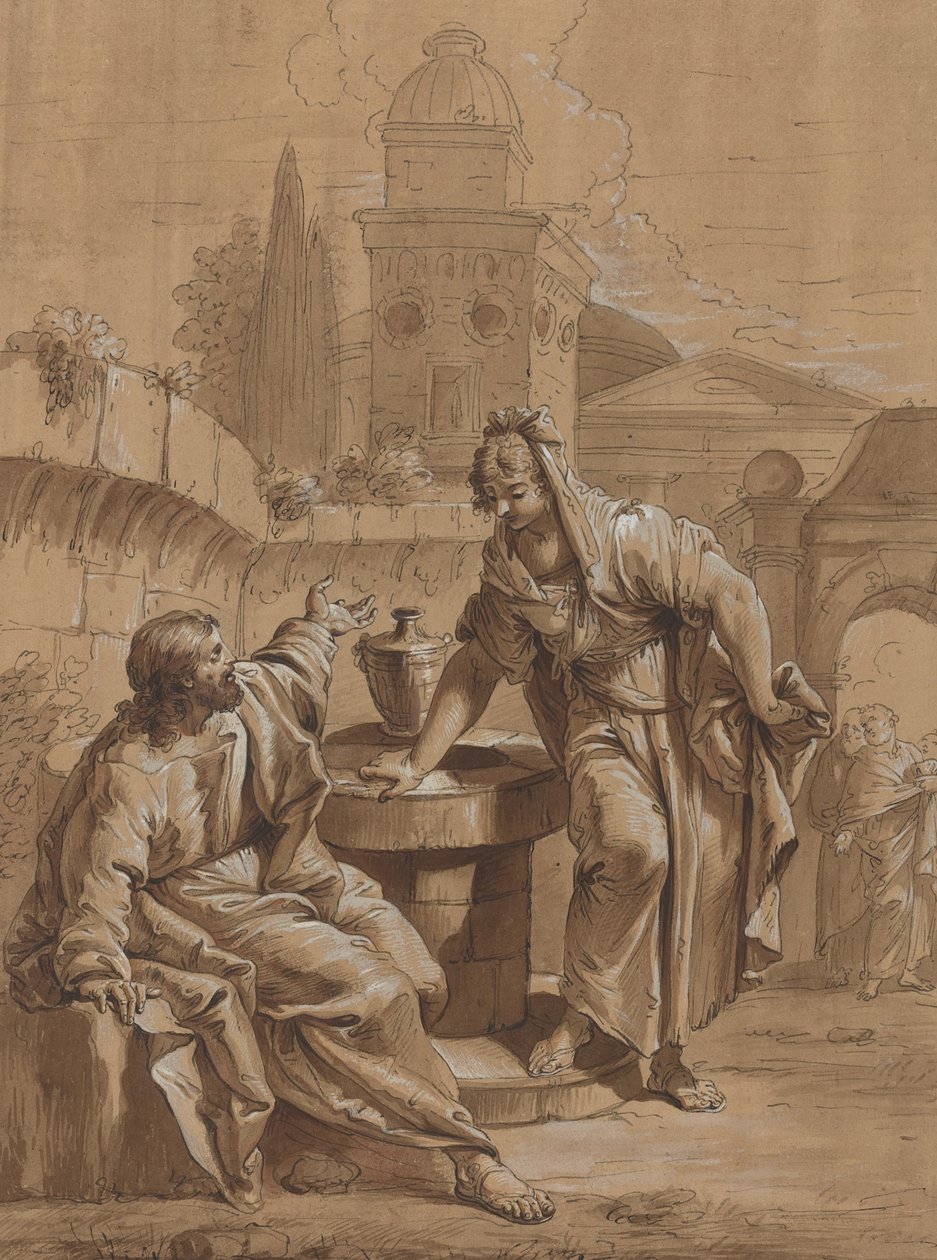 Christus und die Frau von Samaria von Follower of Francesco Fontebasso