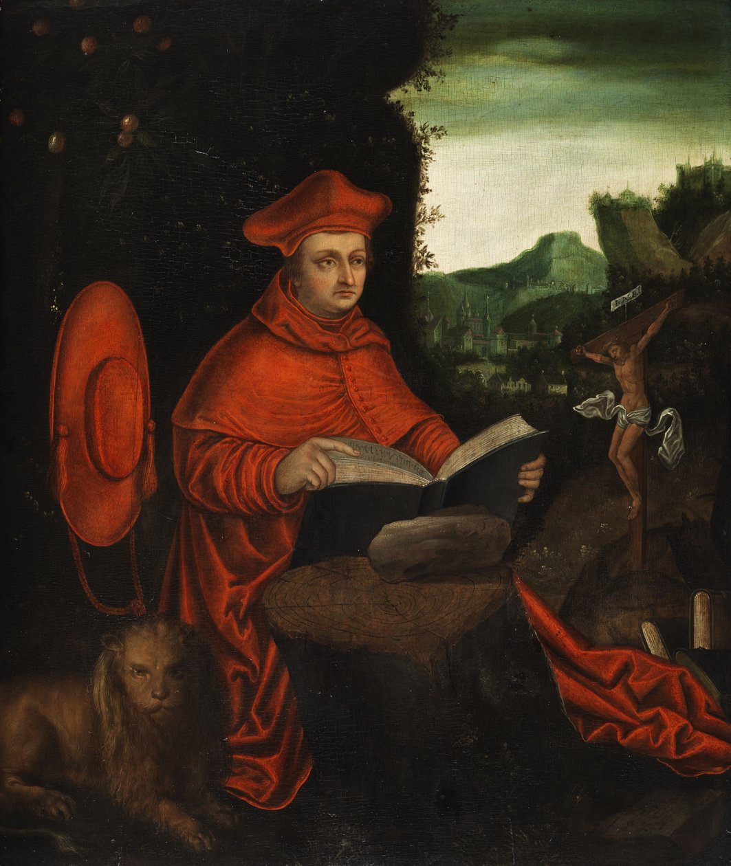Kardinal Albrecht von Brandenburg als Kirchenvater Hieronymus von Follower of Lucas Cranach the Elder