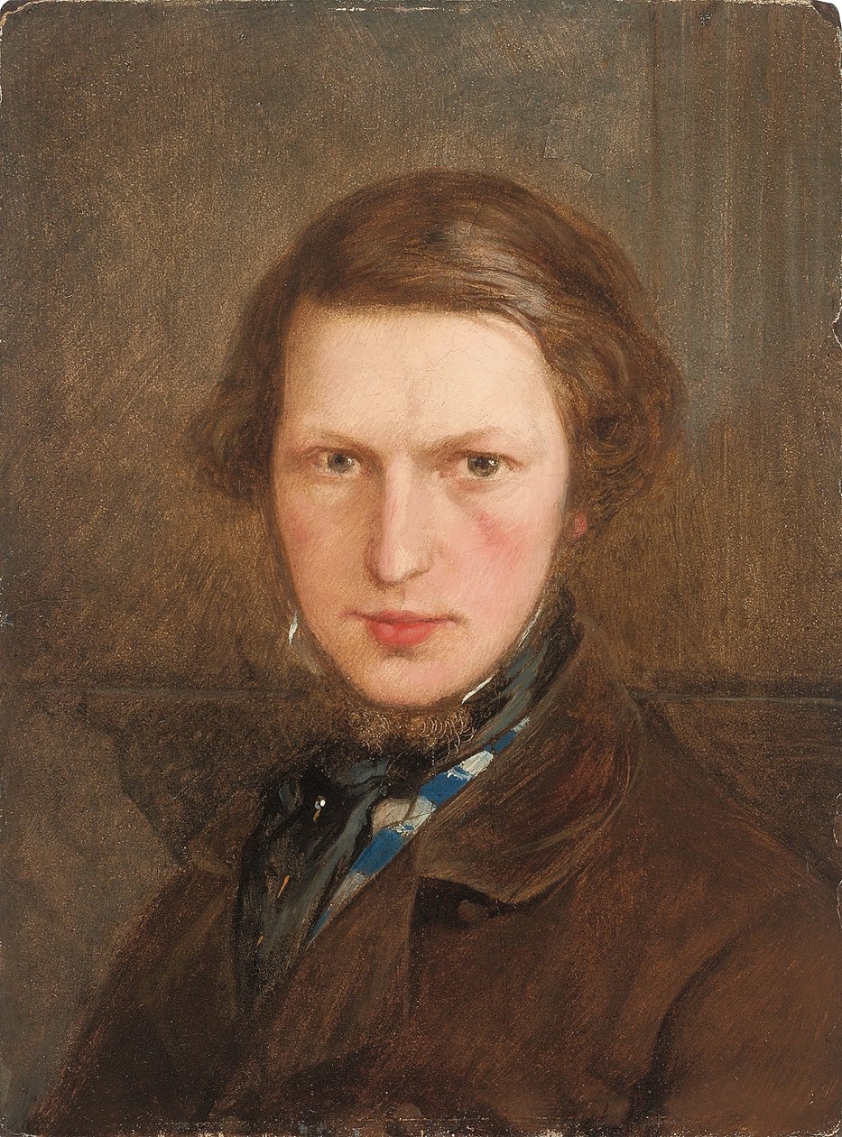 Selbstporträt in einem braunen Mantel, ca. 1844 von Ford Madox Brown