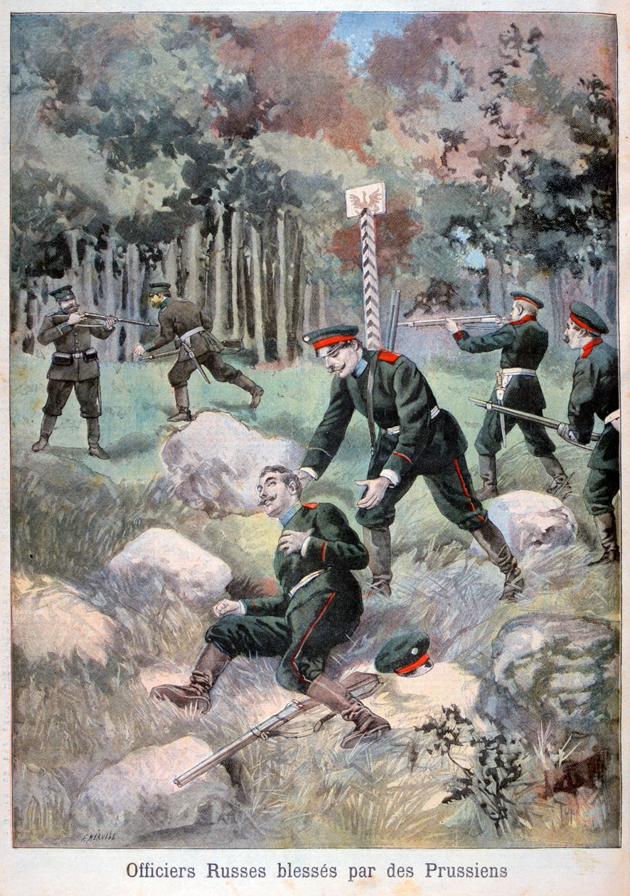 Russischer Offizier, verwundet von den Preußen, russische Grenze, 1898 von Fortuné Méaulle