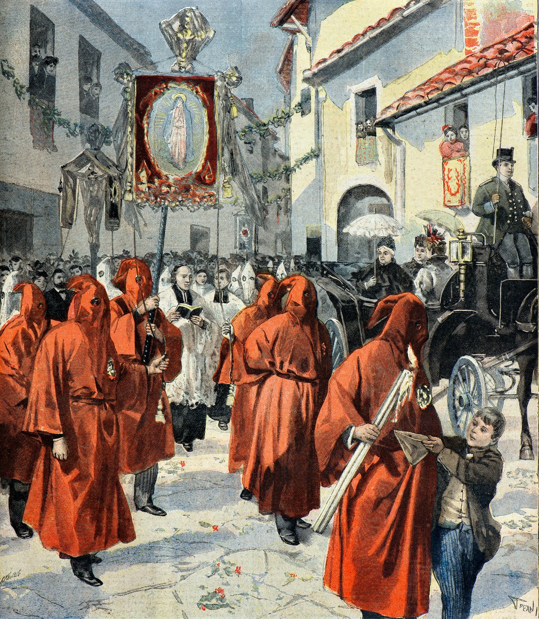 Königin Victoria besucht die Prozession der roten Büßer, Nizza von Fortune Louis Meaulle
