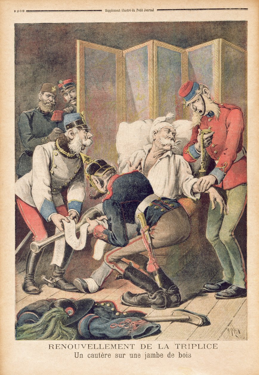 Karikatur der Dreierallianz von Deutschland, Österreich und Italien, aus 