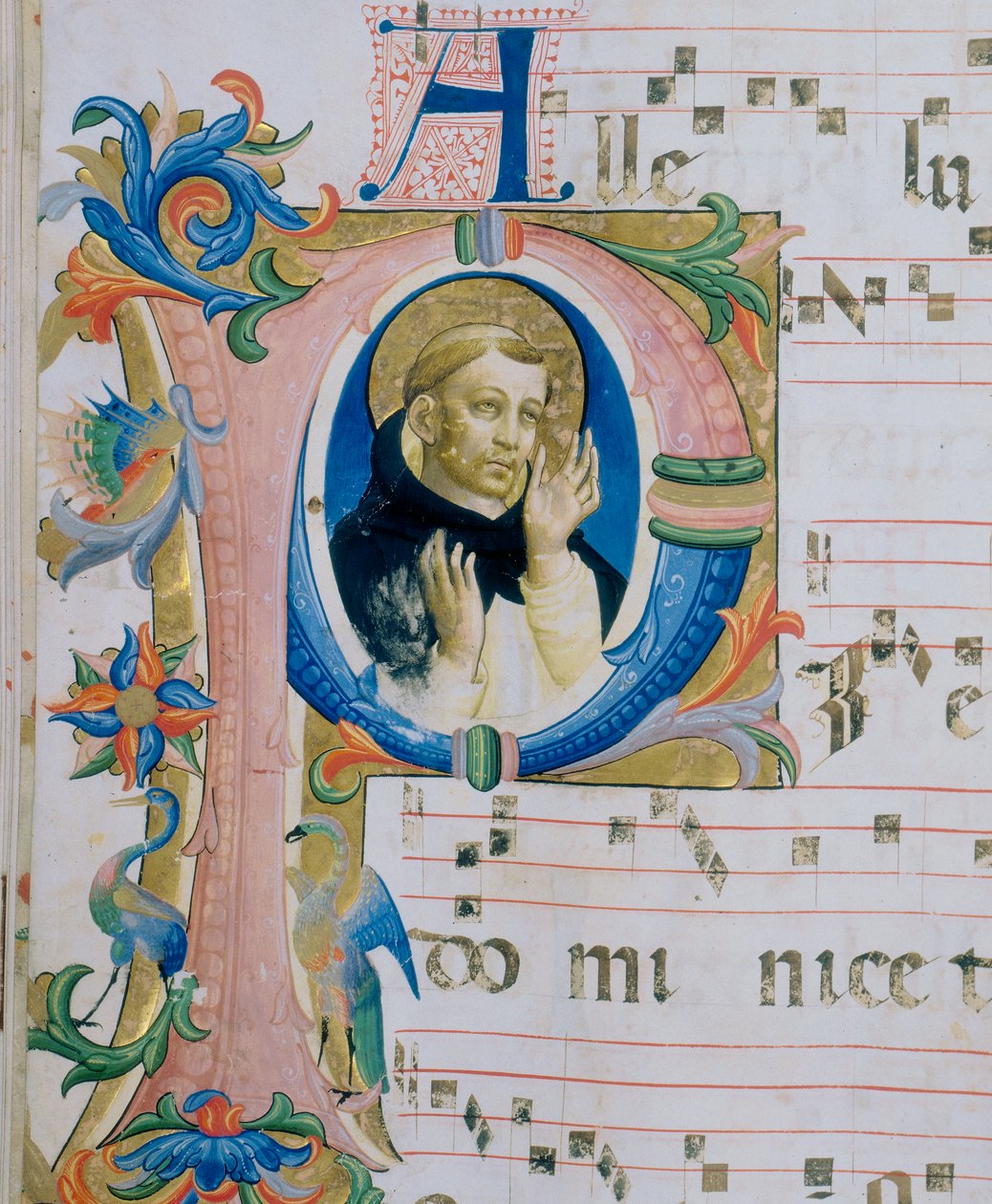 Ein dominikanischer Heiliger. Illustrierte Miniatur in einem Messbuch (c. 9, verso) von Fra  Angelico