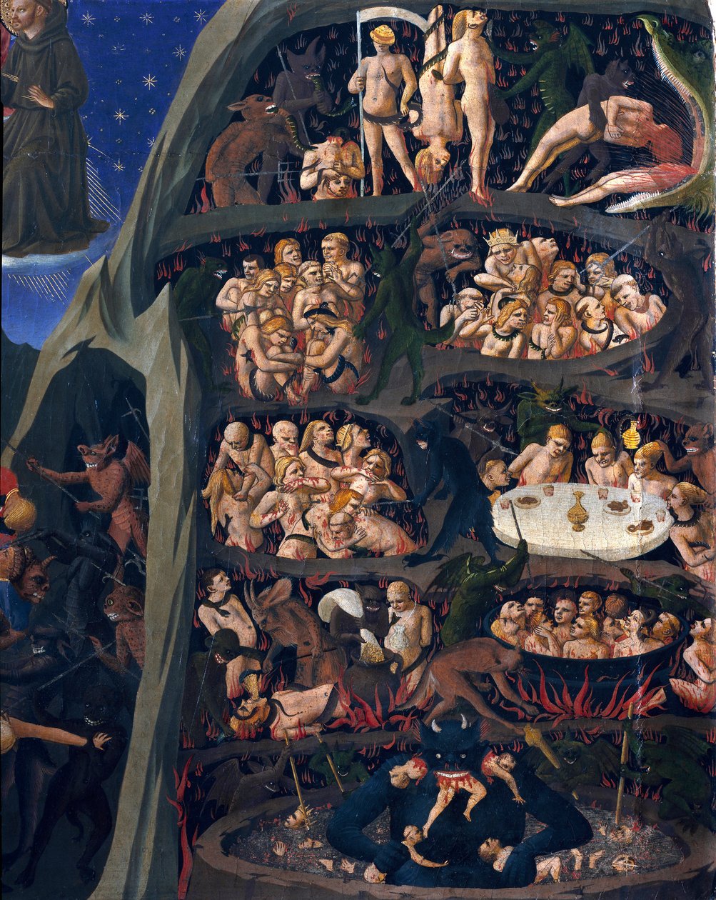 Das Jüngste Gericht: Hölle. Die Seelen der Verdammten in den Kreisen der Hölle von Fra  Angelico