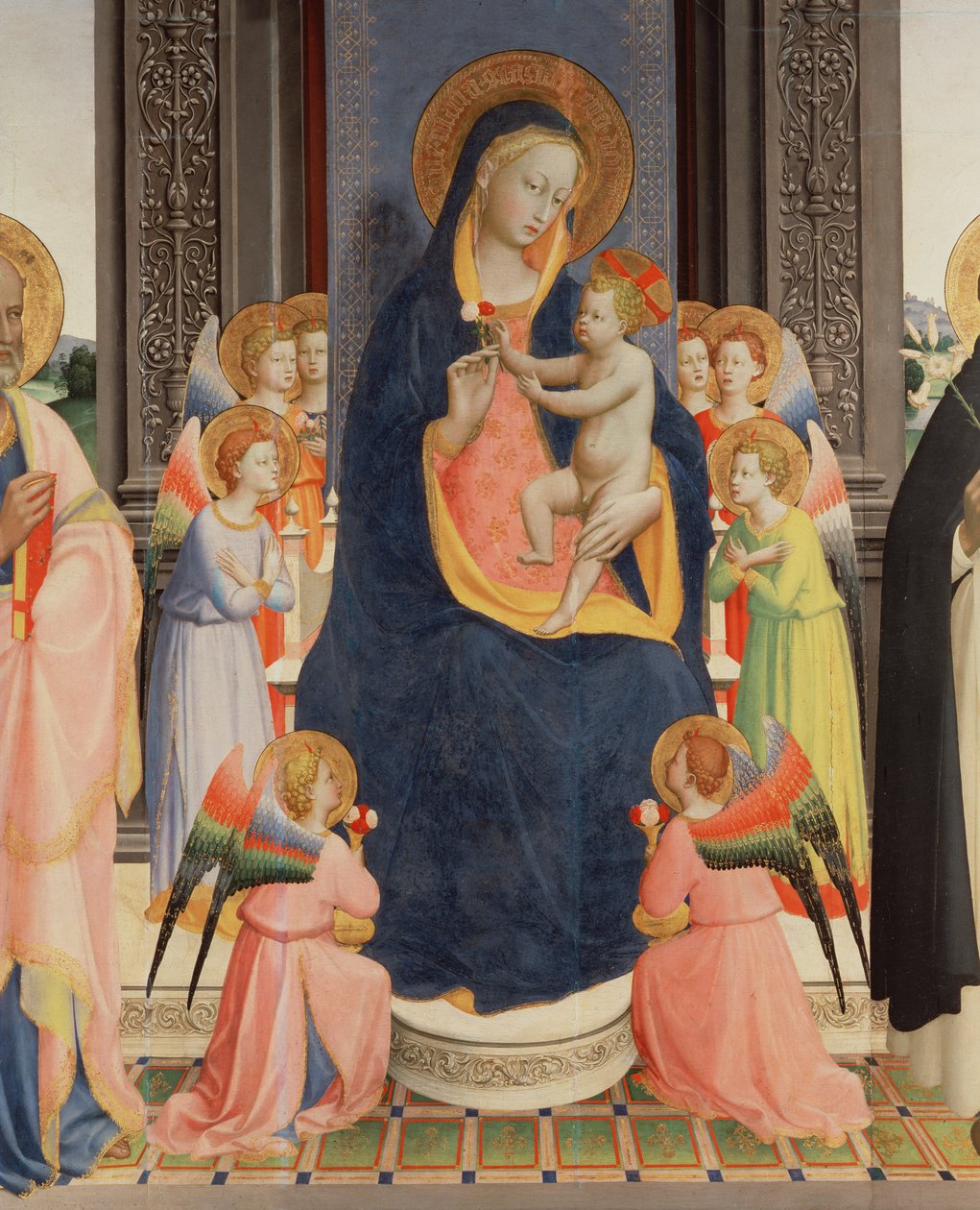 Detail vom Politico Di San Domenico, das die thronende Jungfrau und das Kind mit acht Engeln zeigt (Detail) von Fra Angelico