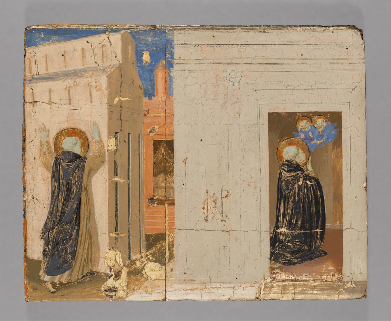 Die Vision von Papst Innozenz III.; Heilige Petrus und Paulus erscheinen dem Heiligen Dominikus von Fra Angelico