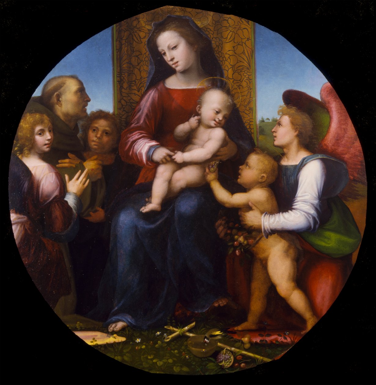 Jungfrau und Kind mit dem kleinen Johannes dem Täufer, St. Franziskus und drei Engeln, um 1510 von Fra Bartolomeo