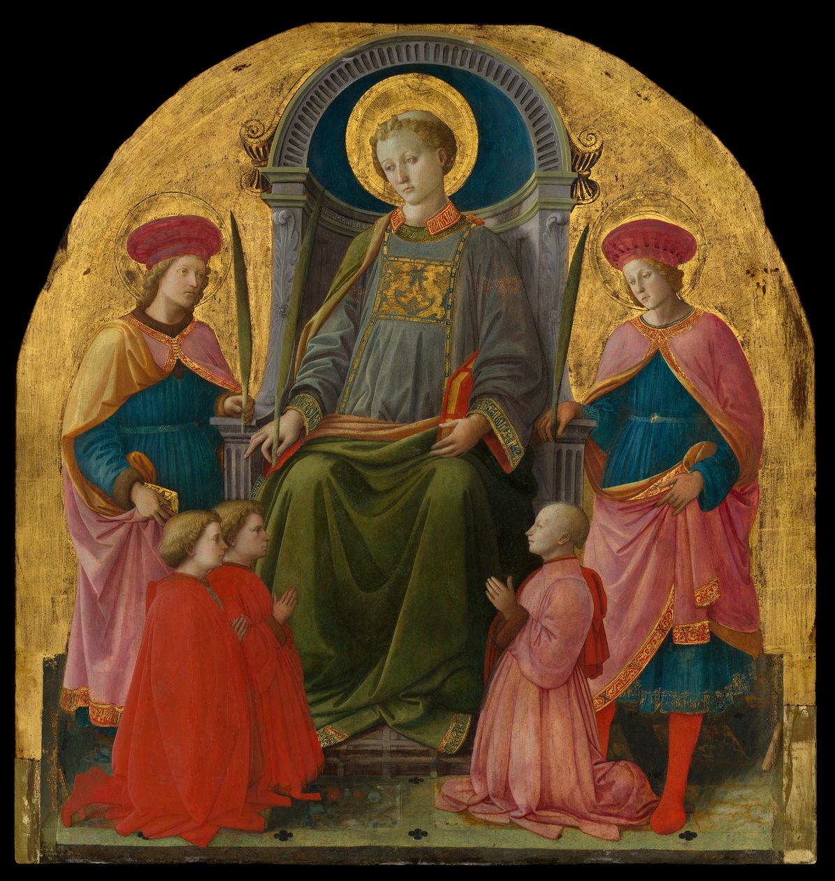 Der heilige Laurentius auf dem Thron mit Heiligen und Stiftern von Fra Filippo Lippi