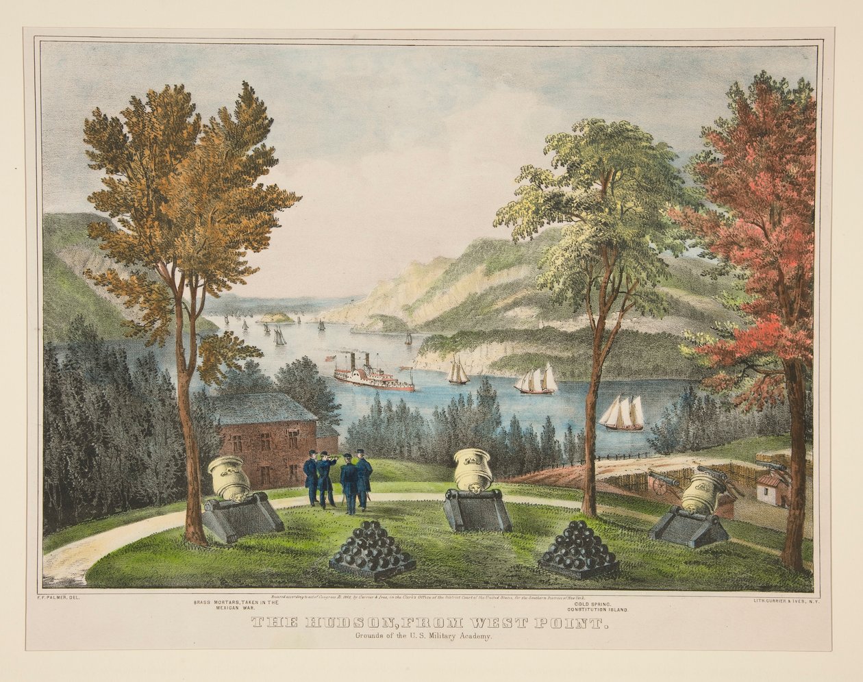 Der Hudson, von West Point. Gelände der U.S. Militärakademie von Frances Flora Bond Palmer