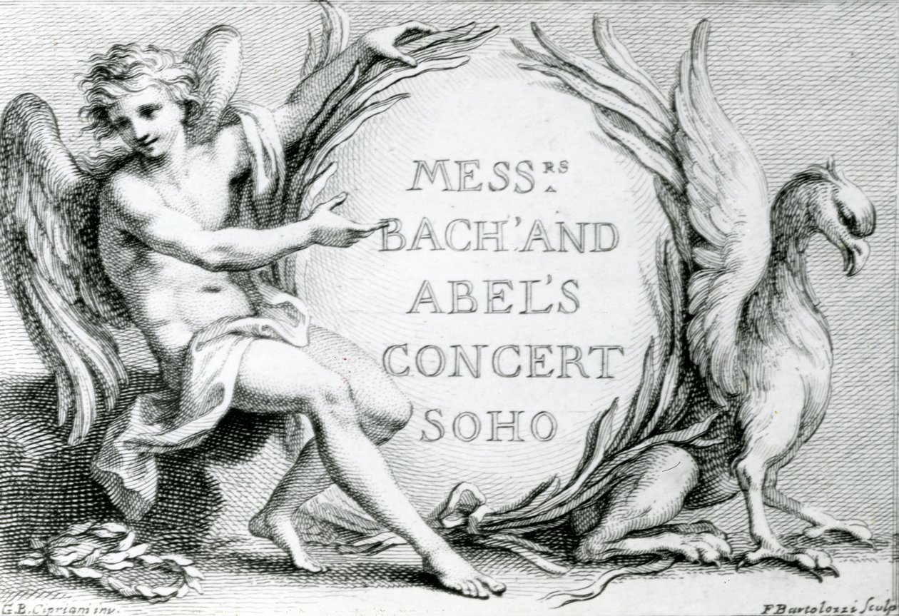 Bach und Abels Konzert Soho, 1870 von Francesco Bartolozzi