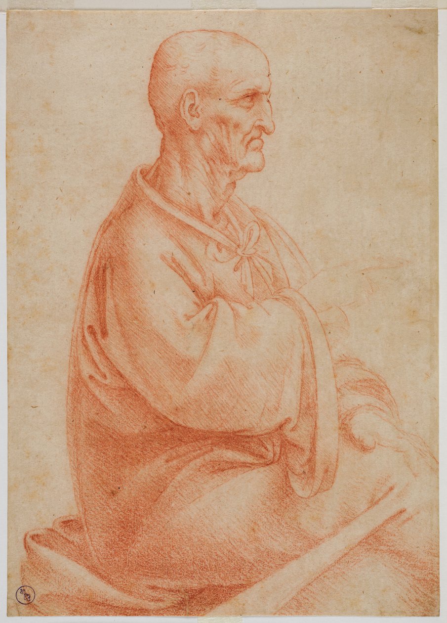 Alter Mann im Sitzen von der Seite gesehen, ca. 1495 von Francesco Melzi