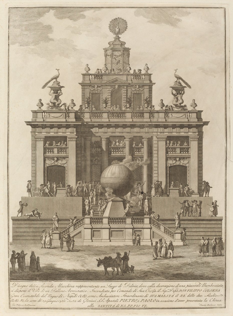 Ein Ort der Freude mit einem Luftballon, für das "Chinea"-Fest von Francesco Barbazza after Giuseppe Palazzi