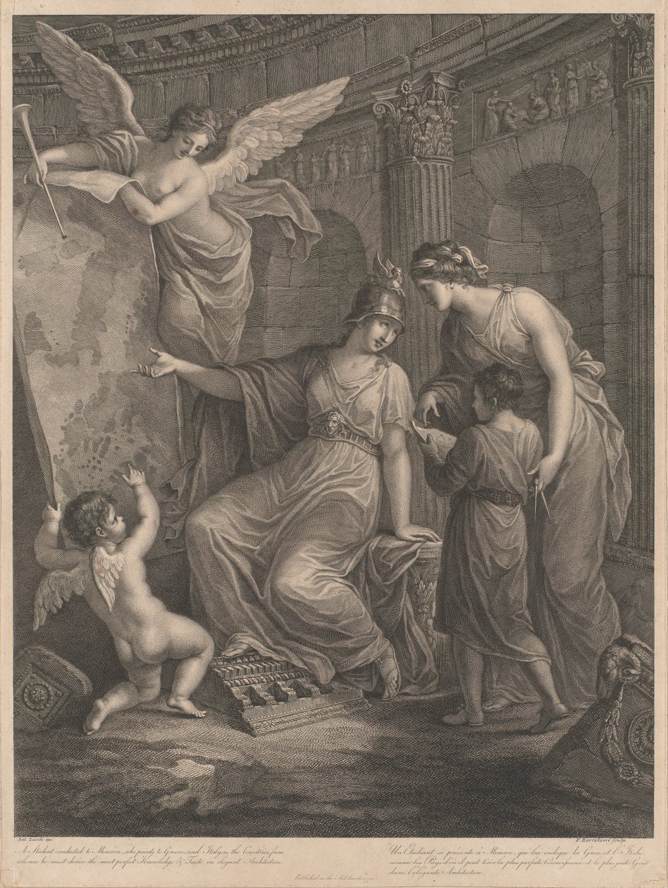 Ein Student wird zu Minerva geführt von Francesco Bartolozzi