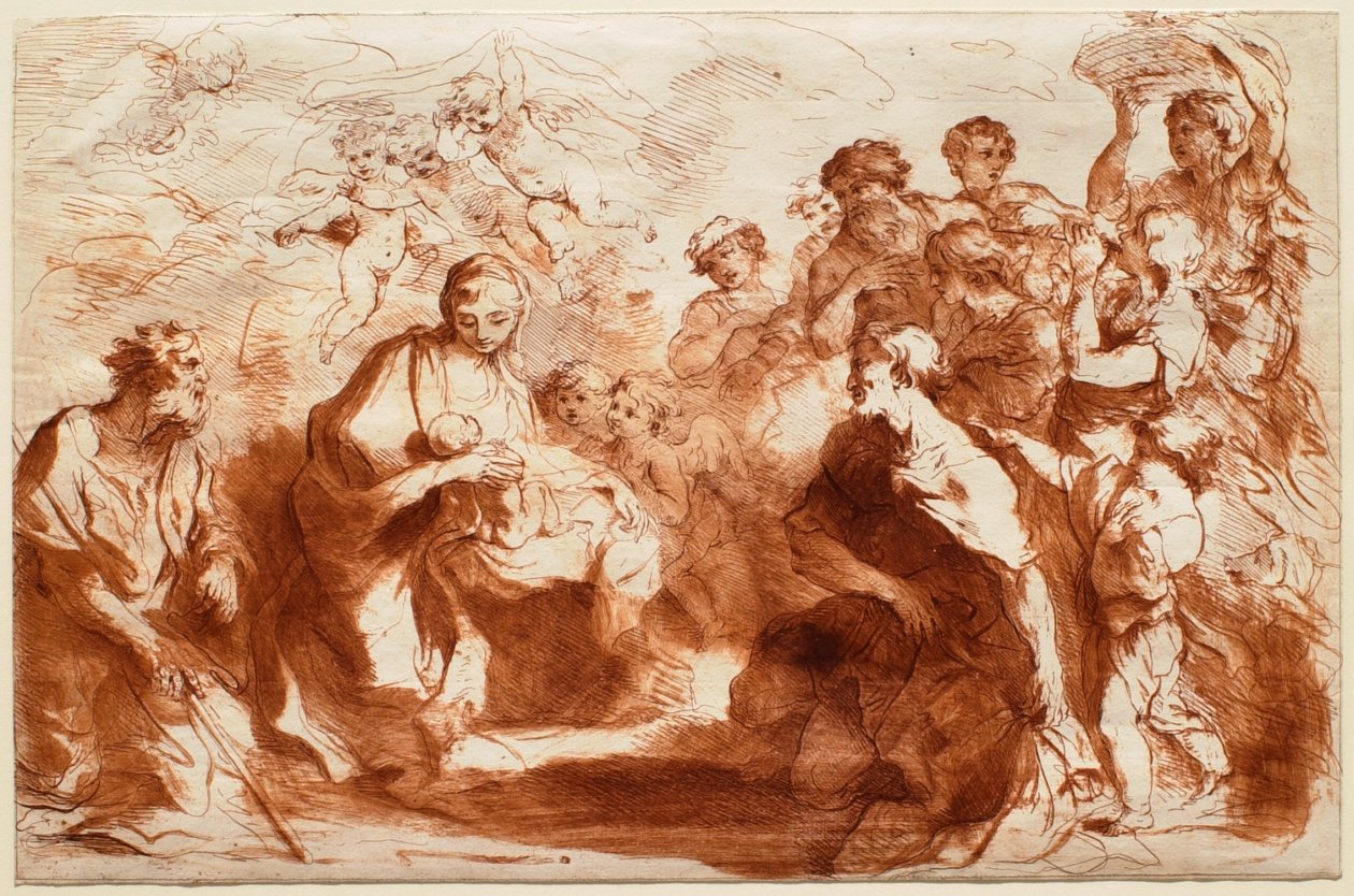 Anbetung der Hirten mit Josef kniend links von Francesco Bartolozzi