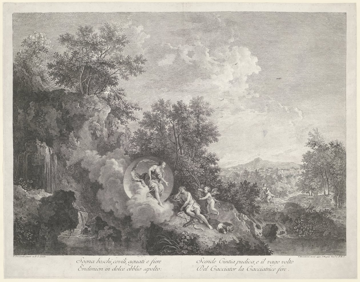 Diana besucht den schlafenden Endymion von Francesco Bartolozzi