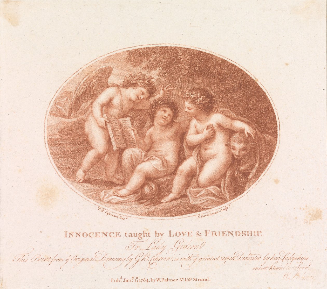 Unschuld gelehrt durch Liebe und Freundschaft von Francesco Bartolozzi