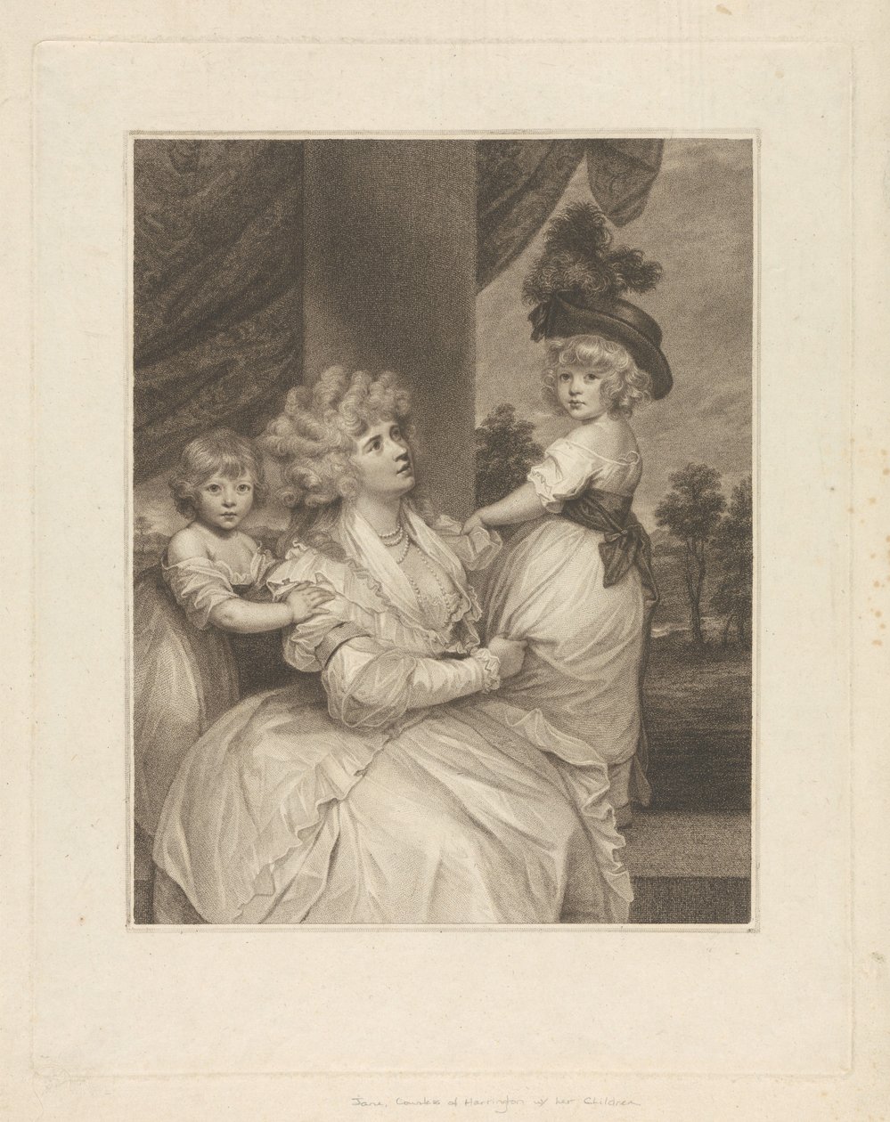 Jane, Gräfin von Harrington, mit ihren Kindern Lord Petersham und dem Ehrenwerten Lincoln Stanhope von Francesco Bartolozzi